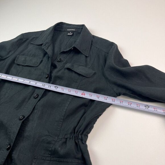 Vintage 100% Linen Lightweight Jacket 12 Black Old Money Preppy Nautical - Picture 5 of 11